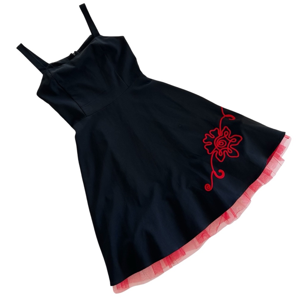 Vintage Ruby Rox Floral Embroidered Crinoline Dress 11 Rockabilly Pinup …
